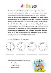 English Worksheet: At the Zoo (2 pages worksheet)