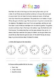 At the Zoo (2 pages worksheet)