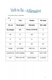 English worksheet: Verb to Be Affirmative - Negative - Puzzle