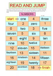 English Worksheet: Read and Jump - Numbers