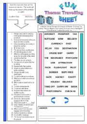 English Worksheet: Fun Sheet Theme: Travelling