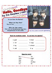 English Exercises Song Hello Goodbye The Beatles