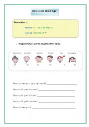 English Worksheet: How to ask about age