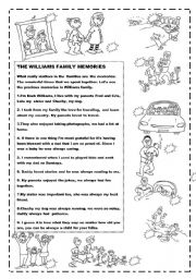 English Worksheet: THE WILLIAMS FAMILY MEMORIES