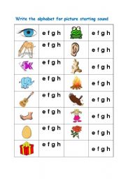 Circle the correct alphabet (E F G H)