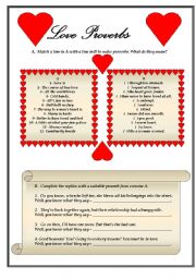 English Worksheet: Love Proverbs