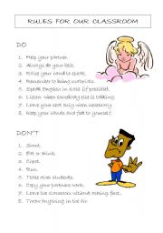 English Worksheet: classroom rules