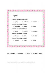 English worksheet: Countries Quiz Game