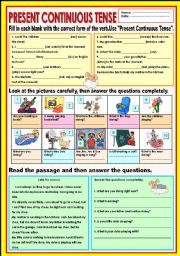 English Worksheet: Present continuous Tense (second review) 