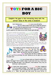 English Worksheet: Toys for a big boy - complete the text with the correct verbs in brackets