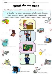 English Worksheet: Occupations - Tools we use