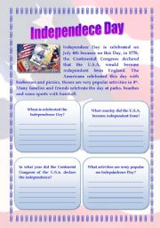 English worksheet: Independence Day