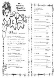 English Worksheet: Be - Positive, Negative and Question Forms