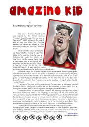 English Worksheet: Cristiano Ronaldo - Amazing Kid