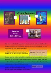 English Worksheet: Lessons from the Life of Peter (4 lessons)
