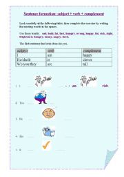 English worksheet: Sentence formation for elementary pupils