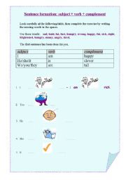 English Worksheet: Sentence formation for elementary pupils