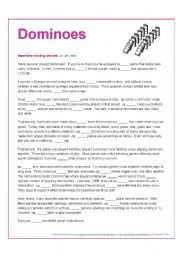 English Worksheet: Dominoes - Articles Cloze [a an the] 