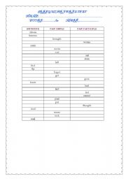 English worksheet: Irregular verbs test