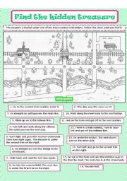 English Worksheet: Find the hidden treasure