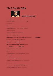 English worksheet: TRY IT ON MY OWN- WHITNEY HOUSTON