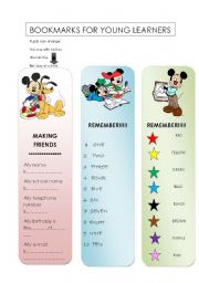 English Worksheet: BOOKMARKS FOR YOUNG LEARNERS