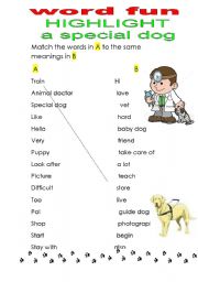 English Worksheet: guide dog  word fun