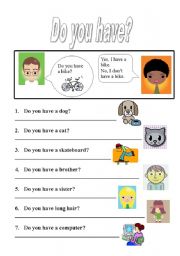 English Worksheet: Do you have?