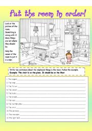 English Worksheet: Put the room in order