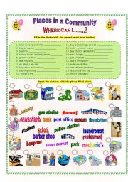 English Worksheet: Places in a Community