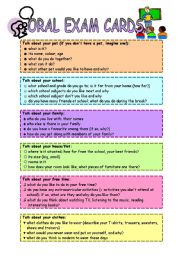 English Worksheet: Speaking cards