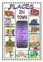 English Worksheet: Places in town - matching worksheet