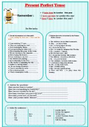 English Worksheet: Perfect Present Tense