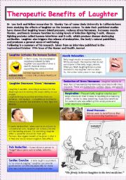 English Worksheet: 8 Benefits of Laughter