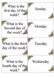 Dominoes DAYS OF THE WEEK