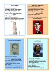 English Worksheet: Famous People speaking cards 1