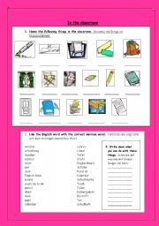 English worksheet: In the classroom