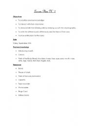 English Worksheet: Lesson Plan N2 -  Worksheets included (Parts of the body) 2/12