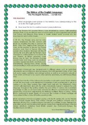 English Worksheet: The History of the English Language: The Pre-English Period