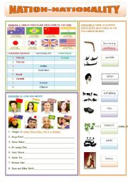 English Worksheet: NATION - NATIONALITY 