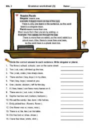 English Worksheet: Regular Plurals ( Including days of the week )