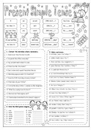 English Worksheet: Present Simple Tense (+ to Be)
