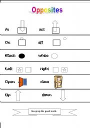 English Worksheet: Opposites