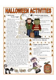 English Worksheet: OCTOBER THEME - HALLOWEEN : READING -QUESTIONS AND ANALOGIES   (1/3)