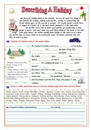 English Worksheet: Describing a Holiday