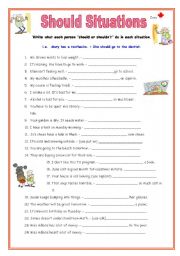 English Worksheet: Should Situations