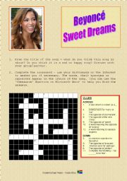 English Worksheet: Song: Sweet Dreams by Beyonce