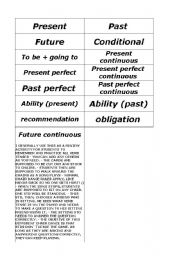 English worksheet: VERB TENSES CHAIR DANCE