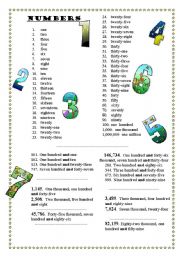 English Worksheet: Numbers