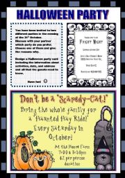 English Worksheet: HALLOWEEN PARTY (2 PAGES)